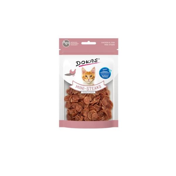 ARDEBO.de Dokas Cat Mini-Steaks Huhn & Fisch 25g