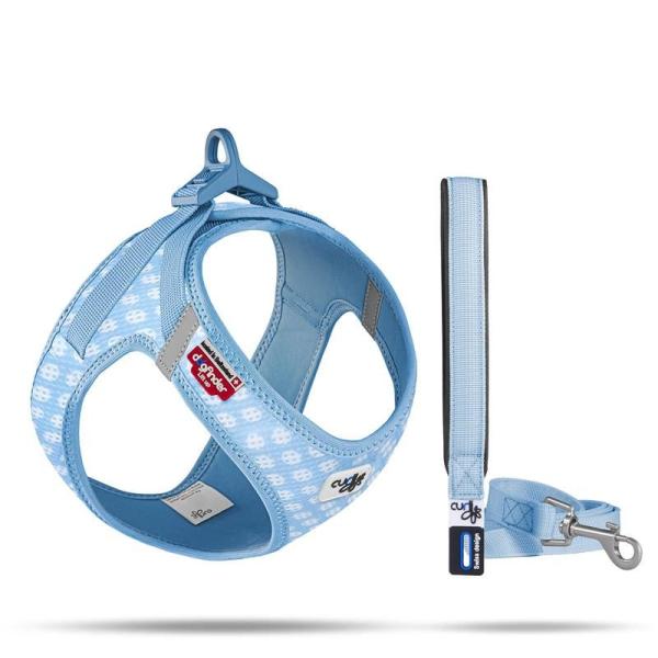 ARDEBO.de Curli Clasp Vest Geschirr Puppy Set Skyblue-Circles 2XS