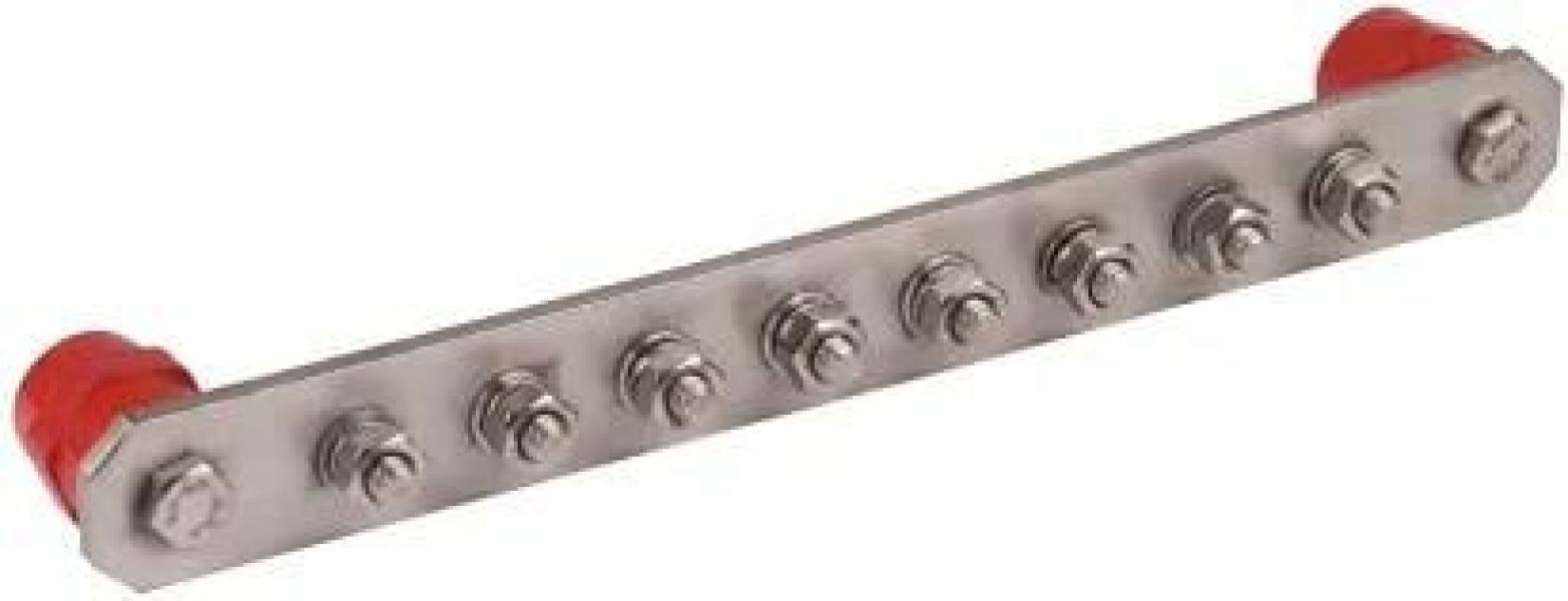 ARDEBO.de Dehn PAS I 8AP M10 Potentialausgleichsschiene, mit Federring, 8polig, 365 x 40 x 6 mm, V2A (472229)