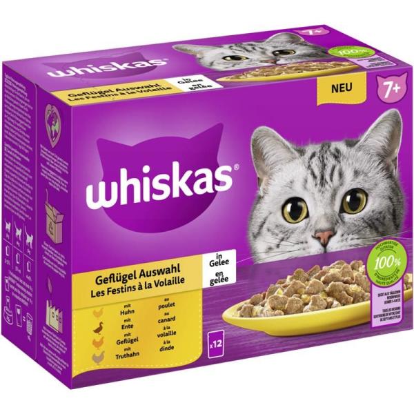 ARDEBO.de Whiskas Portionsbeutel Multipack 7+ Geflügel Auswahl in Gelee 12 x 85g