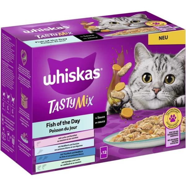 ARDEBO.de Whiskas Tasty Mix Portionsbeutel Multipack Fish of the Day in Sauce 12x85g