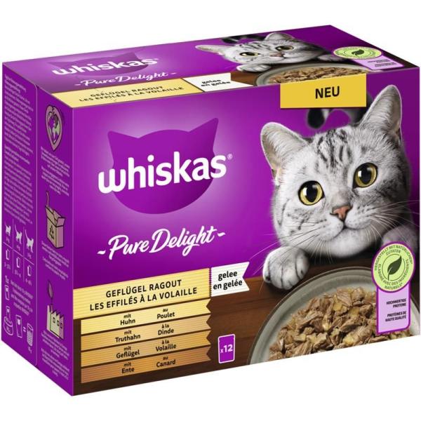 ARDEBO.de Whiskas Portionsbeutel Pure Delight Multipack Geflügel Ragout in Gelee 12 x 85g