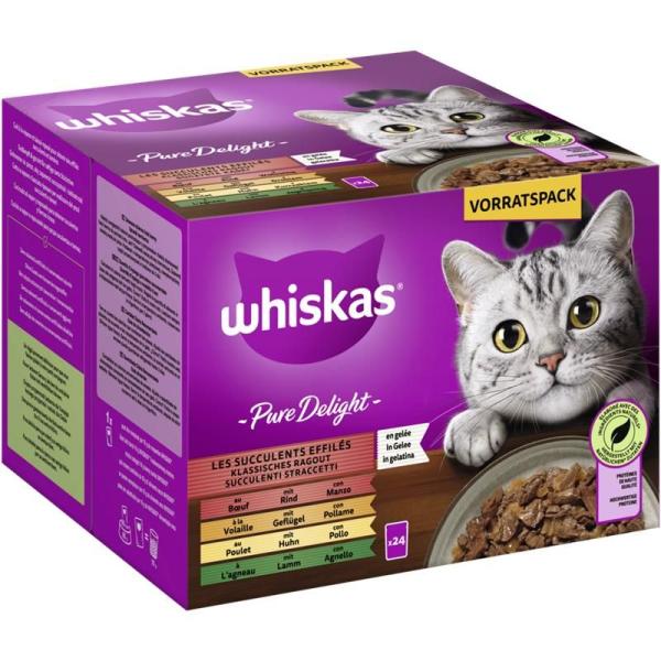 ARDEBO.de Whiskas Portionsbeutel Pure Delight Multipack Vorteilspack Klassisches Ragout in Gelee 24 x 85g