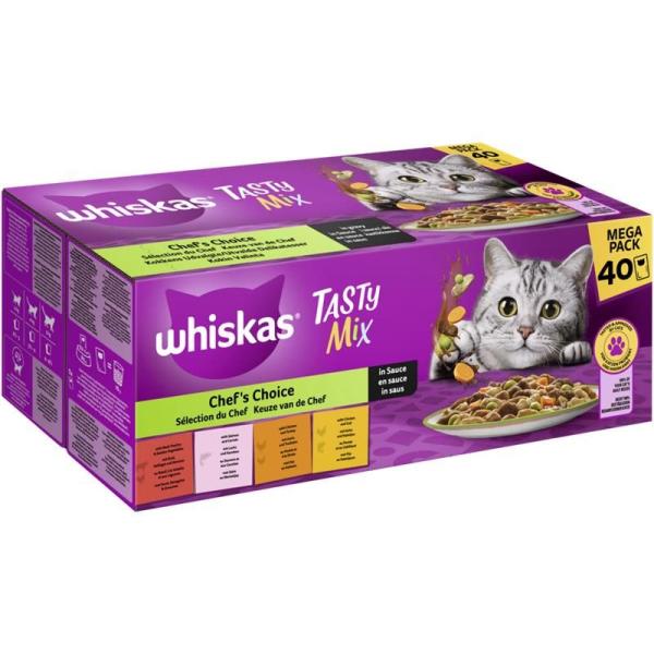 ARDEBO.de Whiskas Portionsbeutel Tasty Mix Multipack Mega Pack Chefs Choice in Sauce 40 x 85g