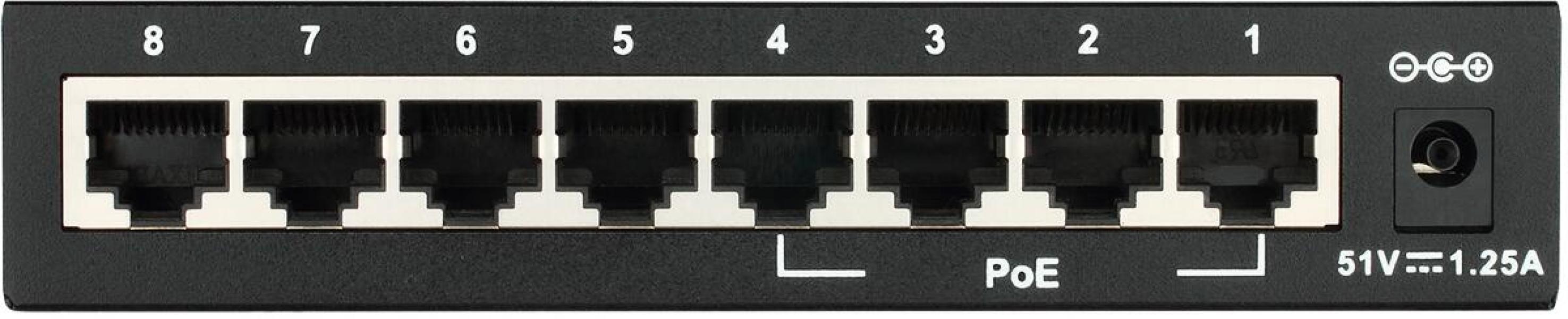 D-Link DES-1008PA 8-Port Fast Ethernet PoE Desktop Switch, 4x PoE, IP20