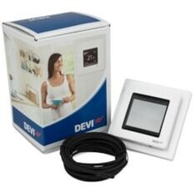 Devi DEVIregTouch, UP Uhren-Thermostat, 16A, 230V, mit Rahmen, polarweiß (140F107)