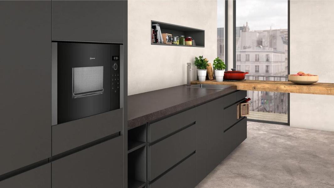 Neff HLAWD23G0 N50 Einbau Mikrowelle, 59,4 cm breit, 20 L, 5 Leistungsstufen, 7 Automatikprogramme, Graphite-Grey