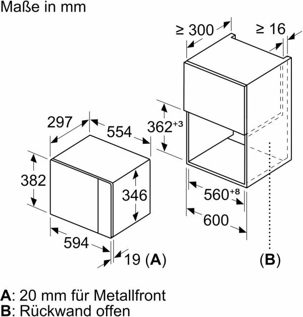Neff HLAWD23G0 N50 Einbau Mikrowelle, 59,4 cm breit, 20 L, 5 Leistungsstufen, 7 Automatikprogramme, Graphite-Grey