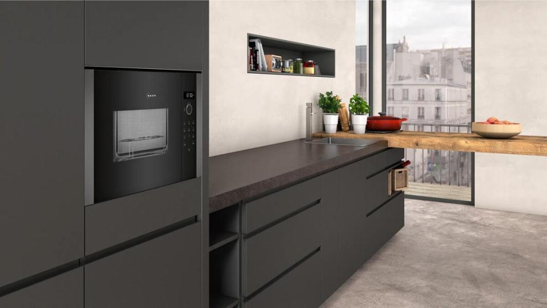 Neff HLAGD53G0 N50 Einbau Mikrowelle, 59,4 cm breit, 25 L, Grillfunktion, 8 Automatikprogramme, Graphite-Grey