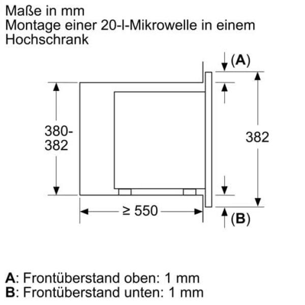 Neff HLAWG26S3 N30 Einbau Mikrowelle, 59,5 cm breit, 800 W, 20 L, QuickStart, 7 Automatikprogramme, schwarz