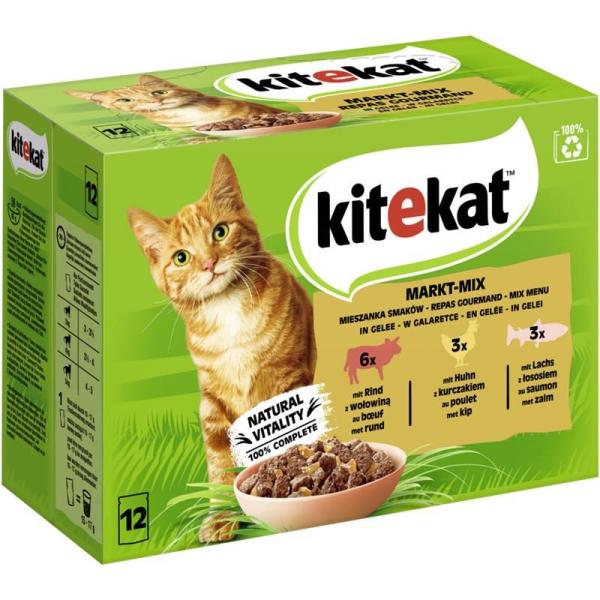 ARDEBO.de Kitekat Portionsbeutel Multipack Markt-Mix in Gelee 12x85g