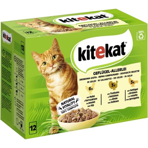 ARDEBO.de Kitekat Portionsbeutel Multipack Geflügel-Allerlei in Gelee 12x85g