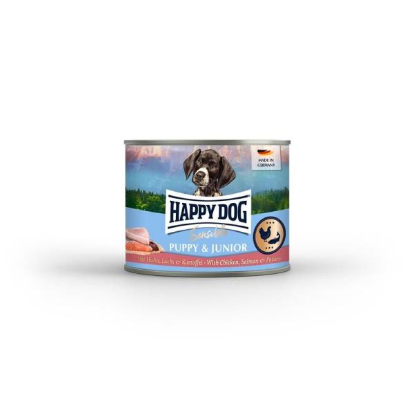 ARDEBO.de Happy Dog Dose Sensible Puppy Huhn, Lachs & Kartoffel 200g