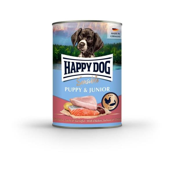 ARDEBO.de Happy Dog Dose Sensible Puppy Huhn, Lachs & Kartoffel 400g