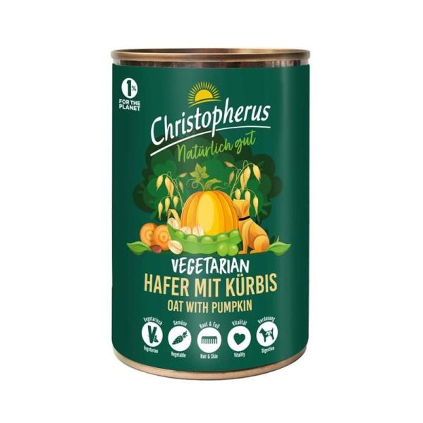 ARDEBO.de Christopherus Dose Vegetarian Hafer mit Kürbis 400g