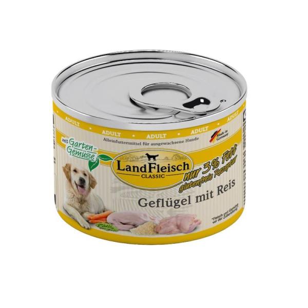 ARDEBO.de Landfleisch Dog Classic Geflügel mit Reis & Gartengemüse exta mager 195g