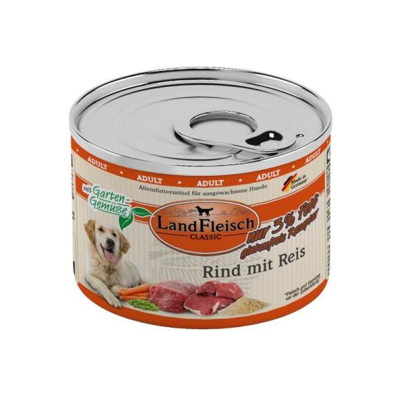 ARDEBO.de Landfleisch Dog Classic Rind mit Reis & Gartengemüse extra mager 195g