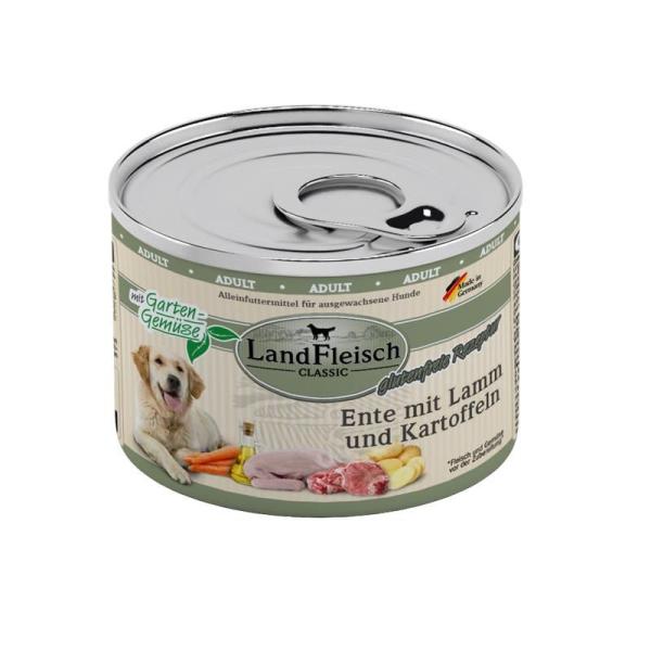 ARDEBO.de Landfleisch Dog Classic Ente mit Lamm, Kartoffeln & Gartengemüse 195g