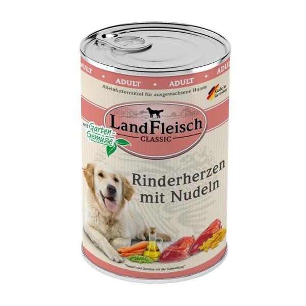 ARDEBO.de Landfleisch Dog Classic Rinderherzen mit Nudeln & Gartengemüse 400g