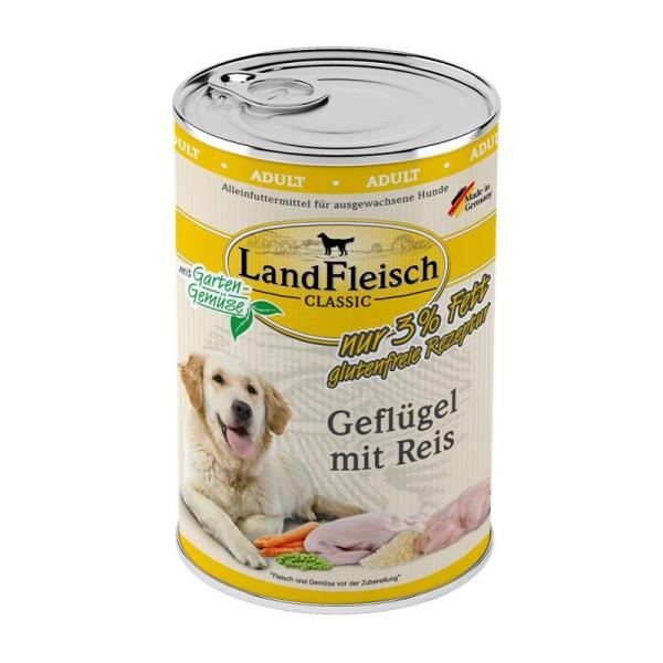 ARDEBO.de Landfleisch Dog Classic Geflügel mit Reis & Gartengemüse extra mager 400g