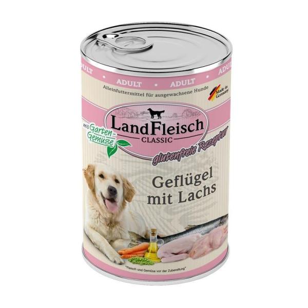 ARDEBO.de Landfleisch Dog Classic Geflügel mit Lachs & Gartengemüse 400g