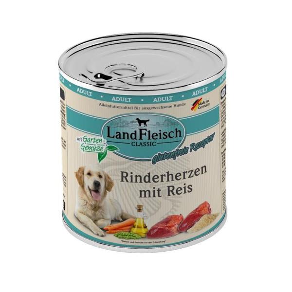 ARDEBO.de Landfleisch Dog Classic Rinderherzen mit Reis & Gartengemüse 800g