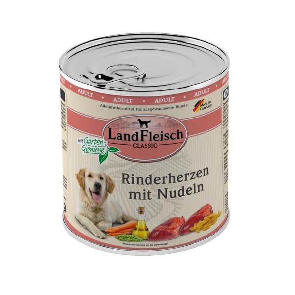 ARDEBO.de Landfleisch Dog Classic Rinderherzen mit Nudeln & Gartengemüse 800g