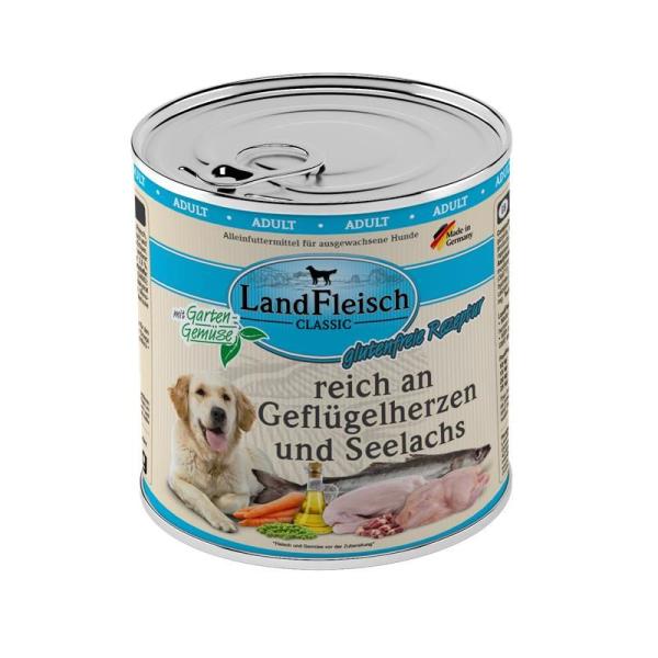 ARDEBO.de Landfleisch Dog Classic Geflügelherzen & Seelachs mit Gartengemüse 800g