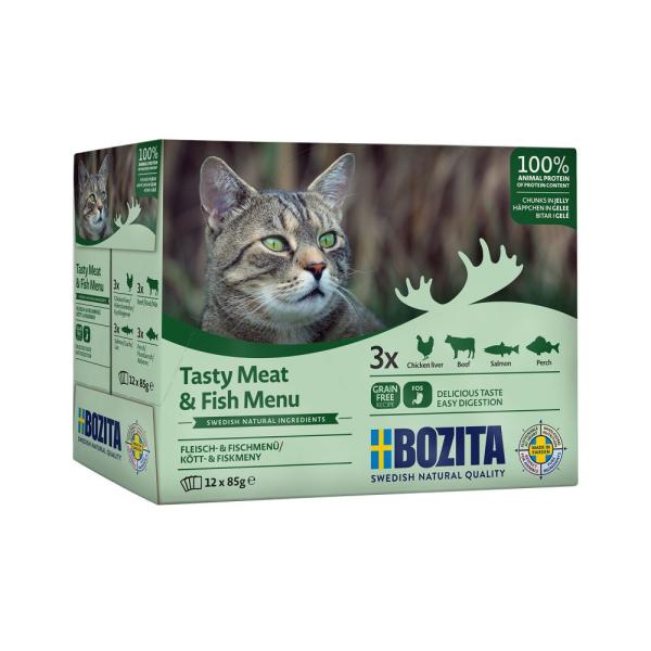 ARDEBO.de Bozita Fisch & Fleisch Häppchen in Gelee Multibox 12x85g