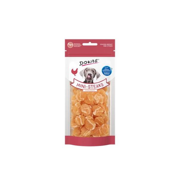 ARDEBO.de Dokas Dog Mini Steaks Hühnerbrust 50g