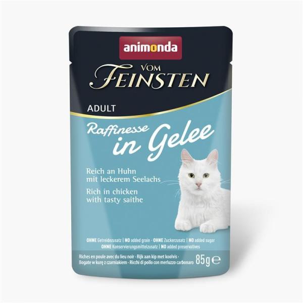 ARDEBO.de Animonda Cat vom Feinsten Raffinesse in Gelee Adult reich an Huhn mit Seelachs 85 g