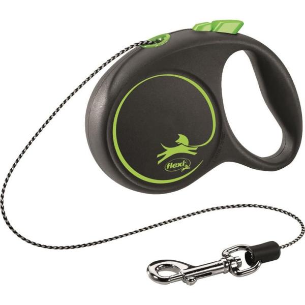 ARDEBO.de flexi Seil-Leine Black Design grün XS 3 m