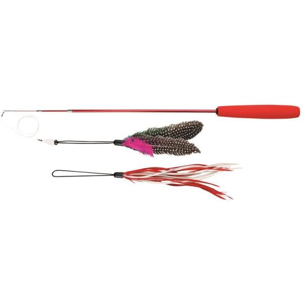 ARDEBO.de Trixie Teleskop-Spielangel mit 2 Spielzeugen  40 - 98 cm