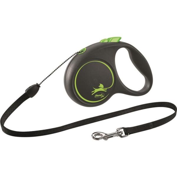 ARDEBO.de flexi Seil-Leine Black Design grün S 5 m