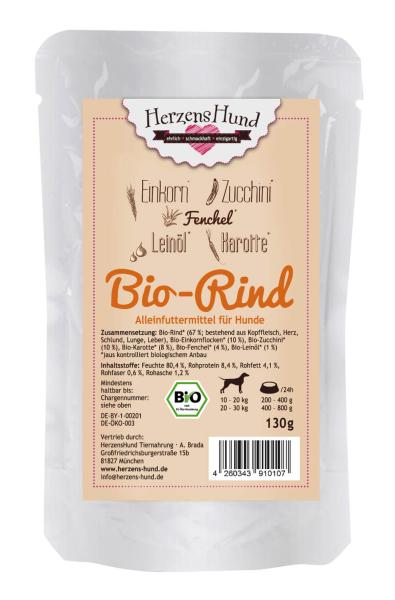 Herzenshund Bio Rind mit Bio Gemüse 130g (Menge: 18 je Bestelleinheit)
