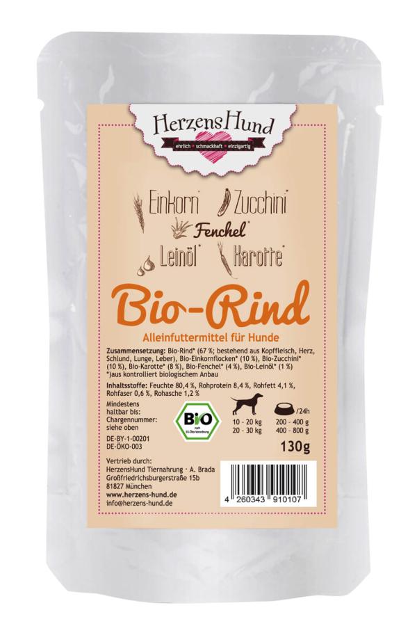 Herzenshund Bio Rind mit Bio Gemüse 130g (Menge: 18 je Bestelleinheit)