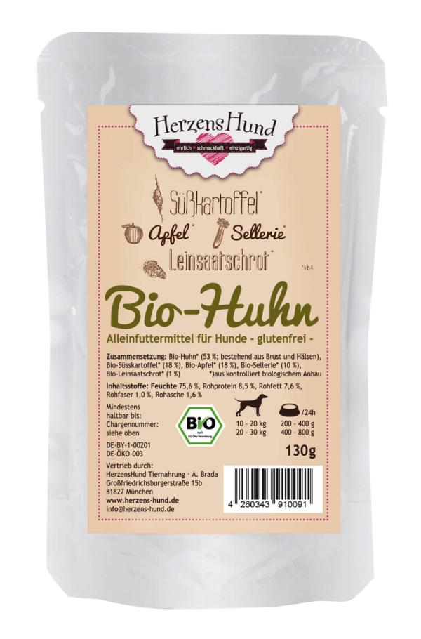 ARDEBO.de Herzenshund Bio Huhn mit Bio Gemüse 130g