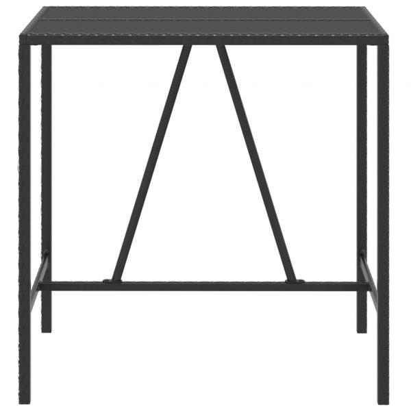 Bartisch mit Glasplatte Schwarz 110x70x110 cm Poly Rattan