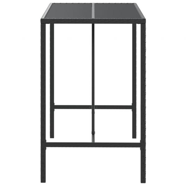 Bartisch mit Glasplatte Schwarz 110x70x110 cm Poly Rattan