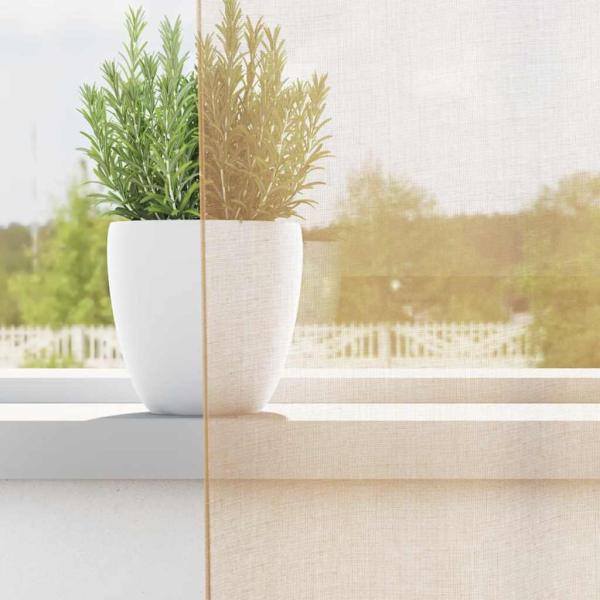 Voile Vorhänge mit Schlaufen 2 Stk. Sandfarbe 140x140 cm