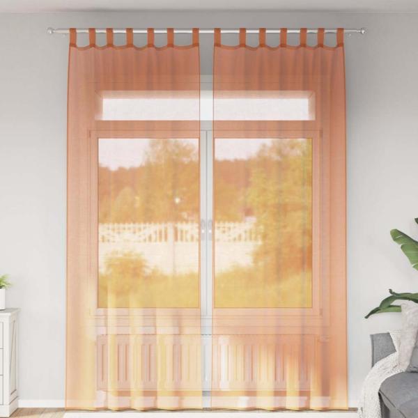 ARDEBO.de - Voile Vorhänge mit Schlaufen 2 Stk. Terrakottarot 140x260 cm