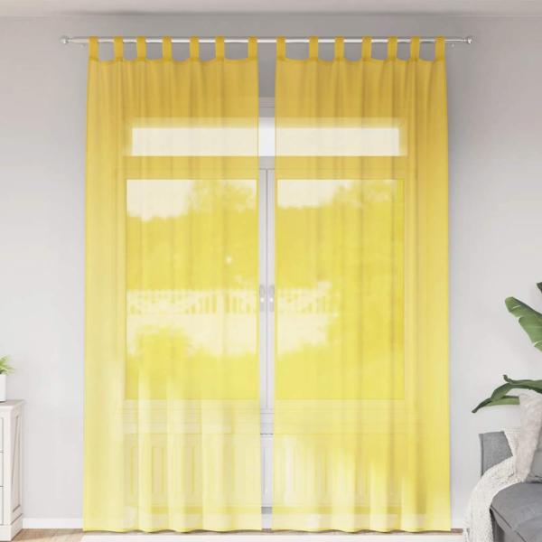 ARDEBO.de - Voile Vorhänge mit Schlaufen 2 Stk. Gelb 140x260 cm