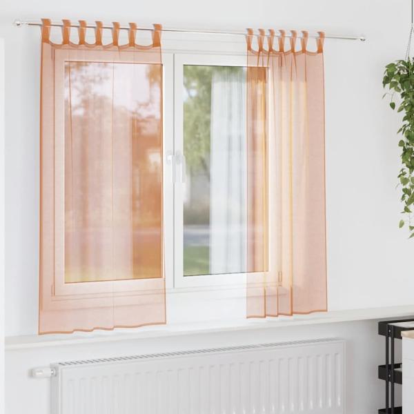 ARDEBO.de - Voile Vorhänge mit Schlaufen 2 Stk. Terrakottarot 140x175 cm