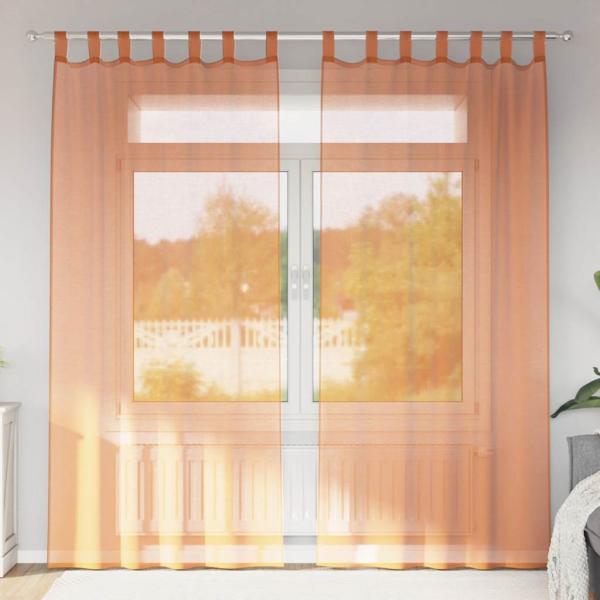 ARDEBO.de - Voile Vorhänge mit Schlaufen 2 Stk. Terrakottarot 140x245 cm