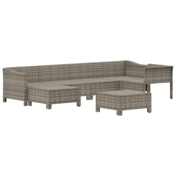 7-tlg. Garten-Lounge-Set mit Kissen Grau Poly Rattan