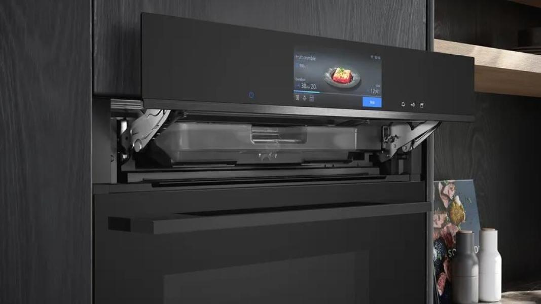 Siemens HS758G3B1 iQ700 A+ Einbau-Dampfbackofen, 60 cm breit, 71 L, cookControl Pro, Sprachsteuerung, Kindersicherung, 22 Heizarten, Schwarz