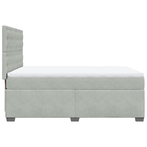 Boxspringbett mit Matratze Hellgrau 140x190 cm Samt