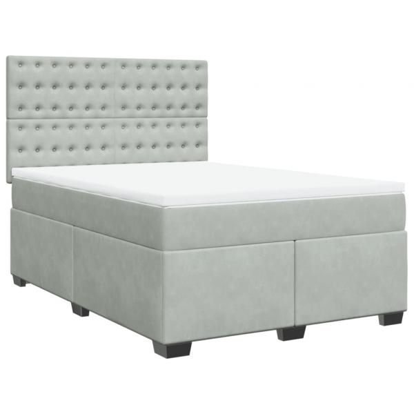 Boxspringbett mit Matratze Hellgrau 140x190 cm Samt