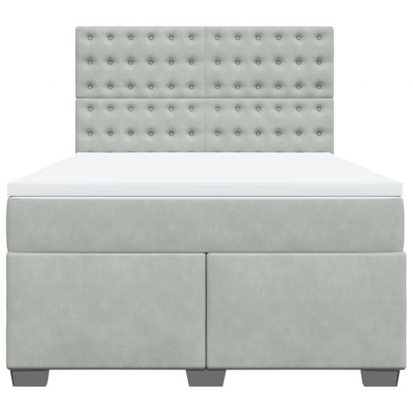 Boxspringbett mit Matratze Hellgrau 140x190 cm Samt