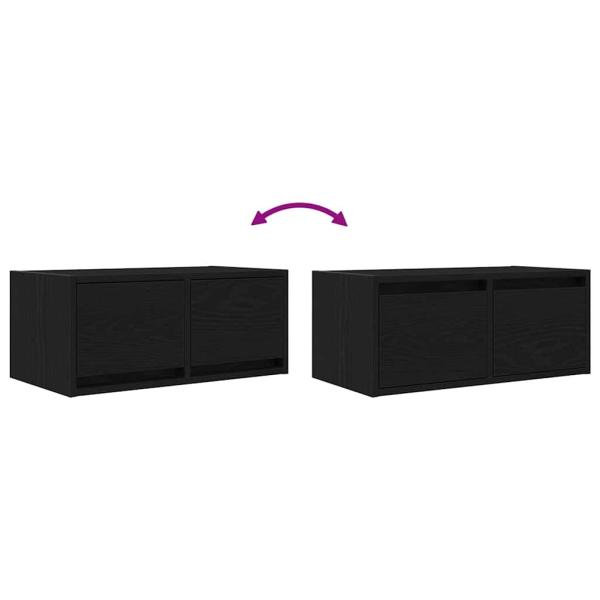 TV-Schrank Schwarz Eichen-Optik 60x31x25,5 cm Holzwerkstoff